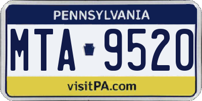 PA license plate MTA9520