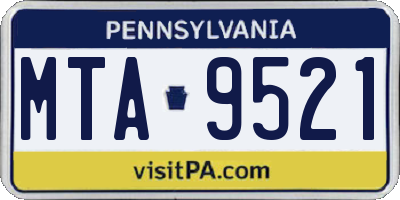 PA license plate MTA9521