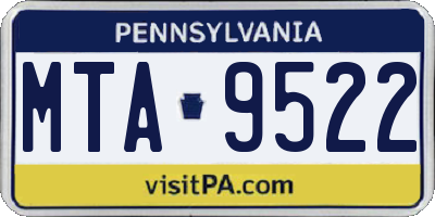PA license plate MTA9522