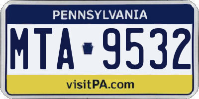 PA license plate MTA9532