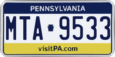 PA license plate MTA9533