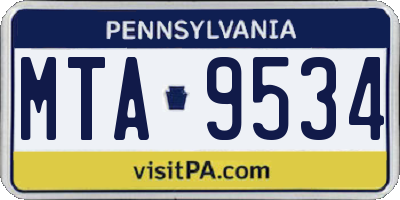 PA license plate MTA9534