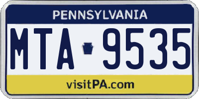 PA license plate MTA9535
