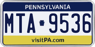 PA license plate MTA9536