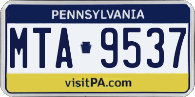 PA license plate MTA9537