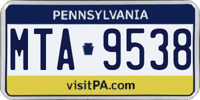 PA license plate MTA9538