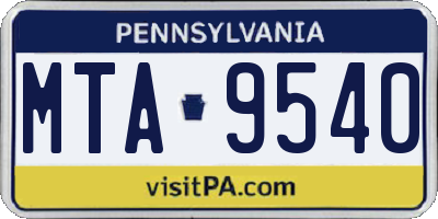 PA license plate MTA9540
