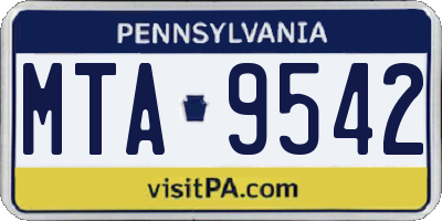 PA license plate MTA9542