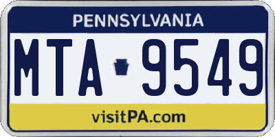 PA license plate MTA9549