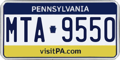 PA license plate MTA9550