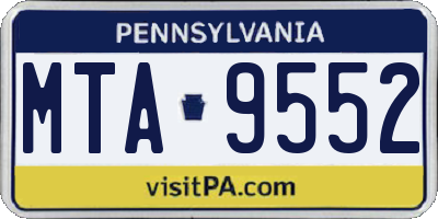 PA license plate MTA9552