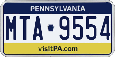 PA license plate MTA9554
