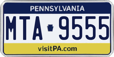 PA license plate MTA9555