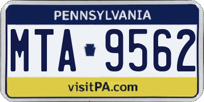 PA license plate MTA9562