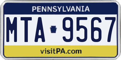 PA license plate MTA9567