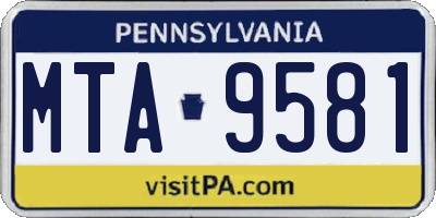 PA license plate MTA9581