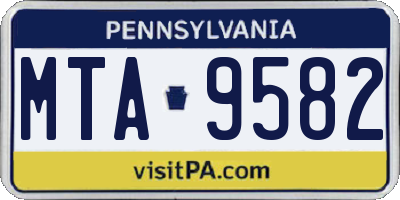 PA license plate MTA9582