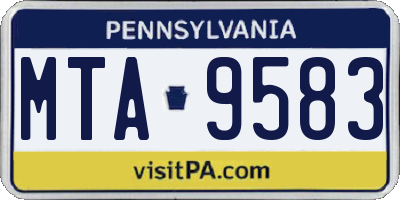 PA license plate MTA9583