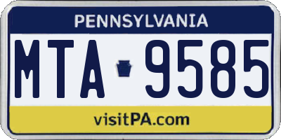 PA license plate MTA9585