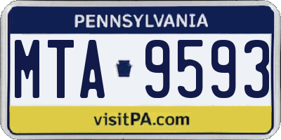 PA license plate MTA9593