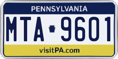 PA license plate MTA9601