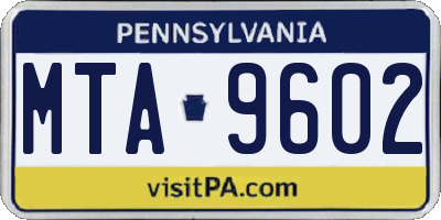 PA license plate MTA9602