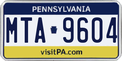 PA license plate MTA9604