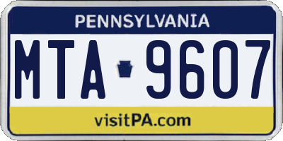 PA license plate MTA9607