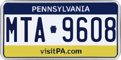 PA license plate MTA9608