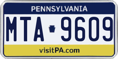 PA license plate MTA9609