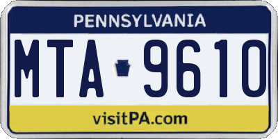 PA license plate MTA9610