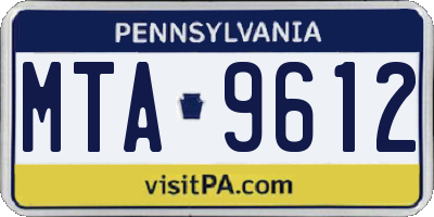 PA license plate MTA9612