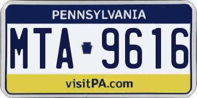 PA license plate MTA9616