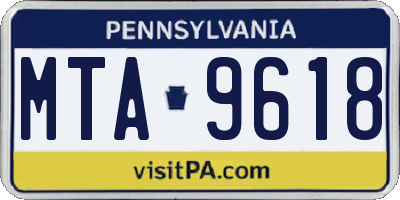 PA license plate MTA9618