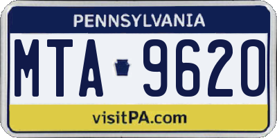 PA license plate MTA9620