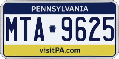 PA license plate MTA9625