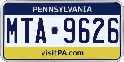 PA license plate MTA9626