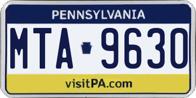 PA license plate MTA9630