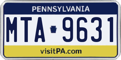 PA license plate MTA9631