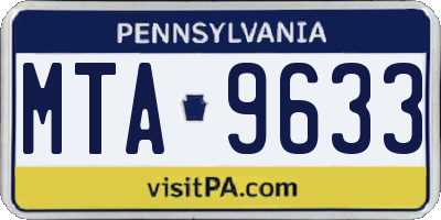 PA license plate MTA9633