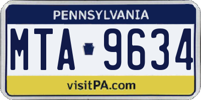 PA license plate MTA9634