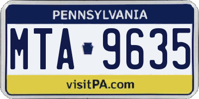 PA license plate MTA9635