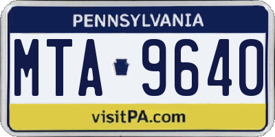 PA license plate MTA9640