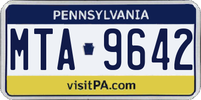 PA license plate MTA9642