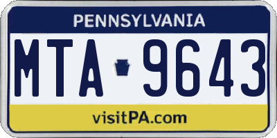 PA license plate MTA9643