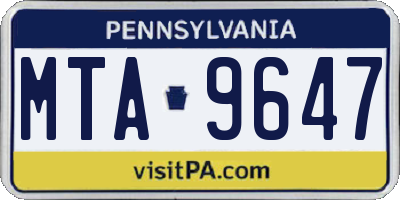 PA license plate MTA9647