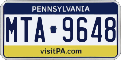 PA license plate MTA9648