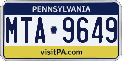 PA license plate MTA9649