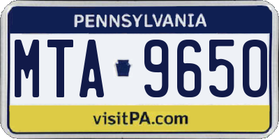 PA license plate MTA9650