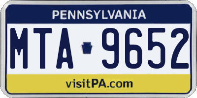 PA license plate MTA9652